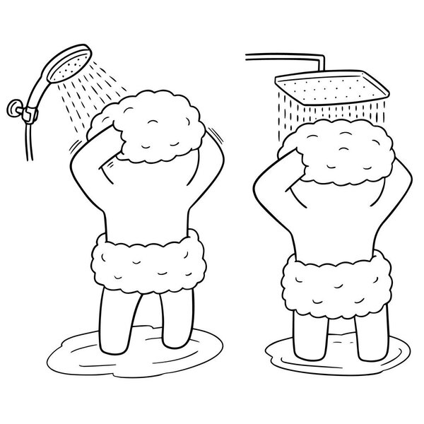 vector set of men showering