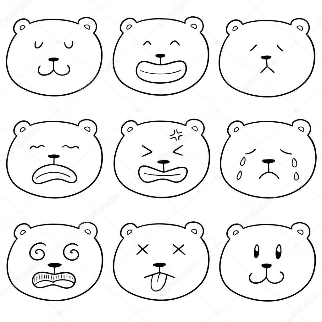 vector set of bear face