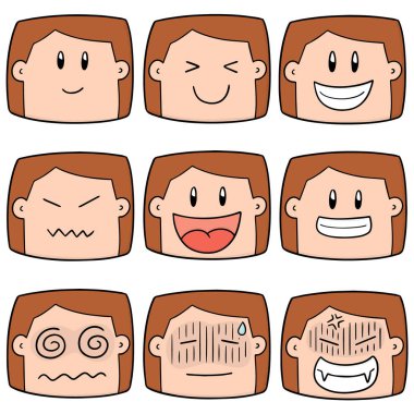 vektör çizgi film yüzü kümesi