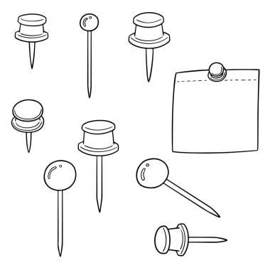 vektör set pin ve memonote