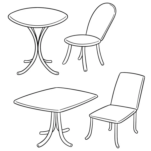 Ensemble Vectoriel Table Chaise — Image vectorielle