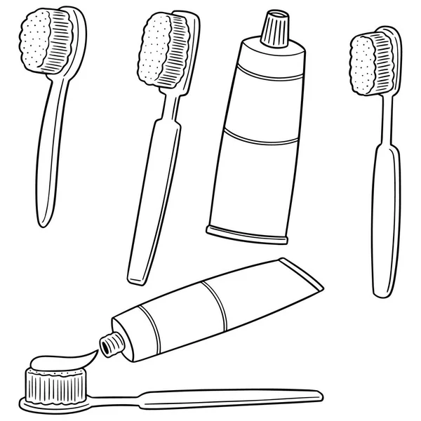 diş fırçası ve diş macunu vektör kümesi