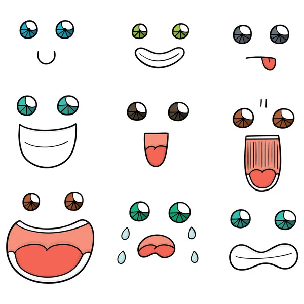 Vector Set Cartoon Face — 스톡 벡터