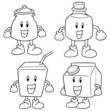 vektör set süt ürün karikatür