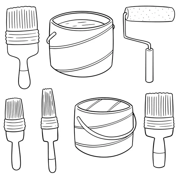 Vector Set Paint Bucket Paint Brush — Stock Vector