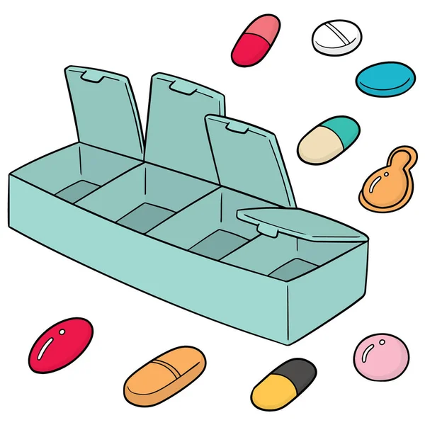 Ensemble Vectoriel Boîte Pilules — Image vectorielle
