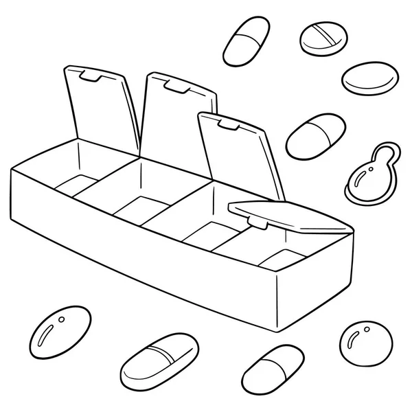Vector Set Pill Box — Stock Vector