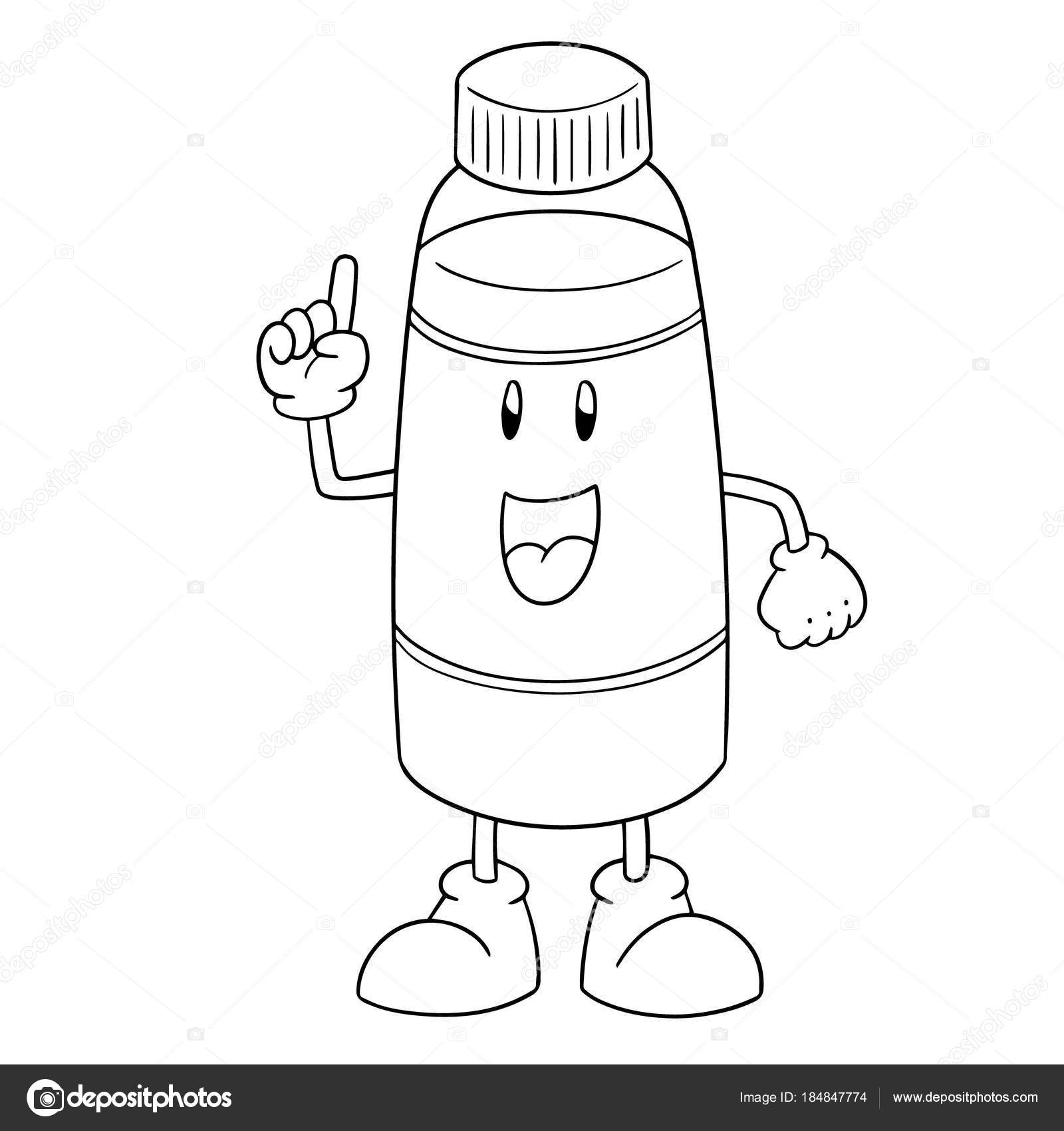 Bouteille Deau Dessin Animé Comique Stock Vector