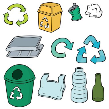 Çöp geri dönüşümü için vektör kümesi