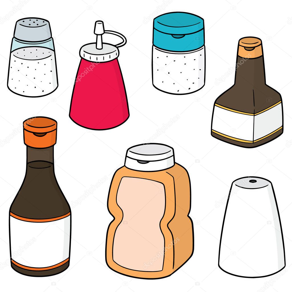 vector set of condiment bottles