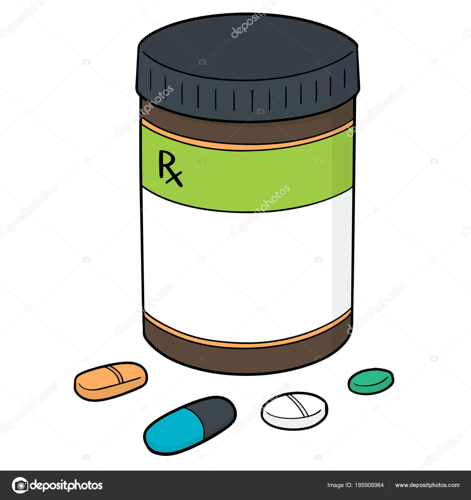 Conjunto de caixa e frasco de medicamentos no fundo azul para