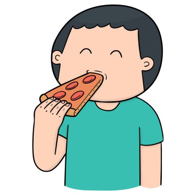 vektör man yemek pizza
