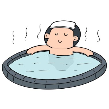 insanlar sıcak su havuzunda banyo vektör kümesi