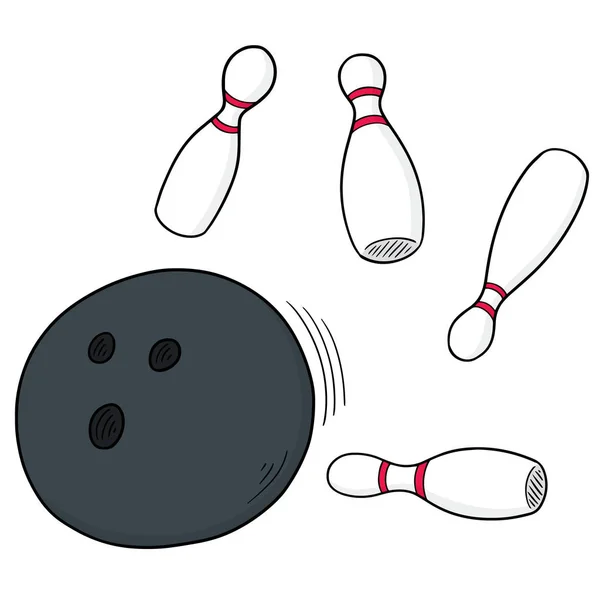 Vector Set Bowling Ball Pin — Stock Vector