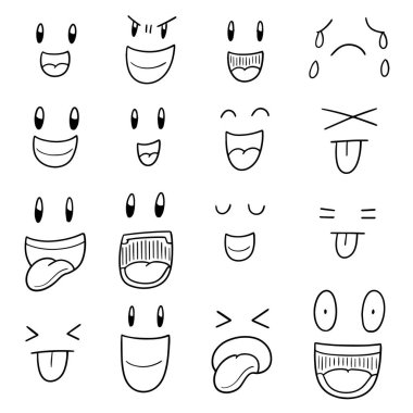 vektör çizgi film yüzü kümesi