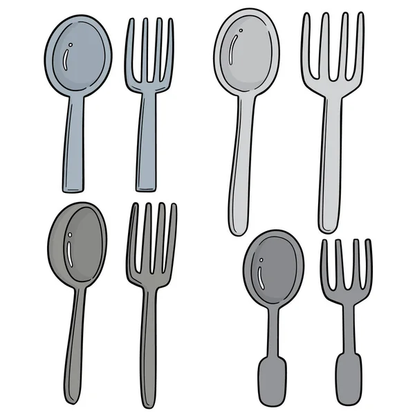 勺子和叉子的向量集 — 图库矢量图片