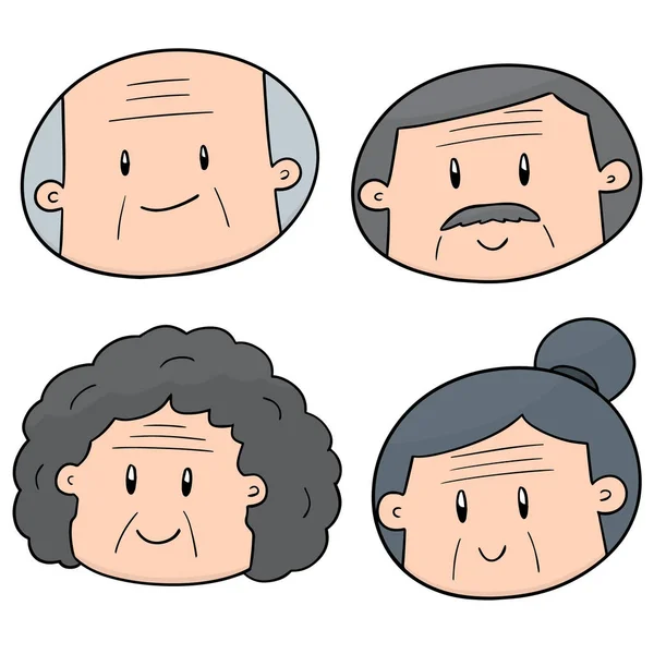 vector set of elder people face