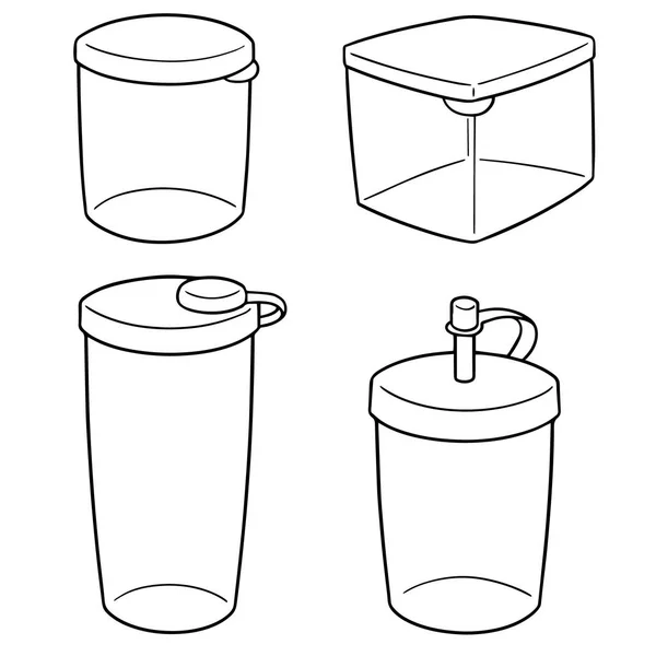 Vektor Set Von Kunststoffbehältern — Stockvektor