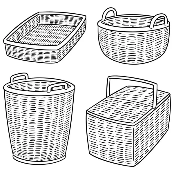 向量集的柳条篮子 — 图库矢量图片