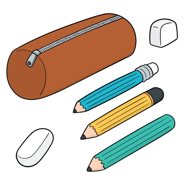 Vector Set Pencil Case — Stock Vector