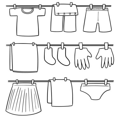 Giysi kurutma vektör set