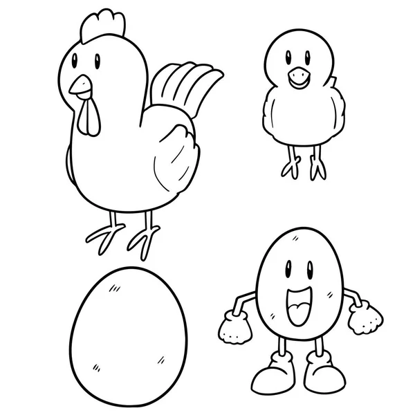 Векторный Набор Курицы Яйца — стоковый вектор