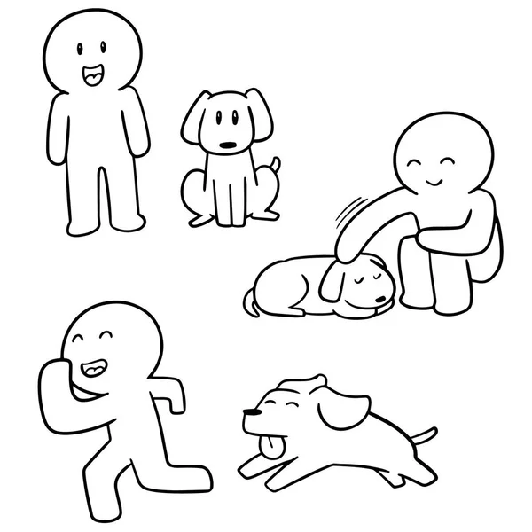 人と犬のベクトルを設定 — ストックベクタ