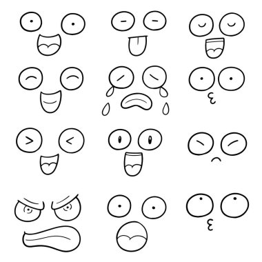 vektör çizgi film yüzü kümesi