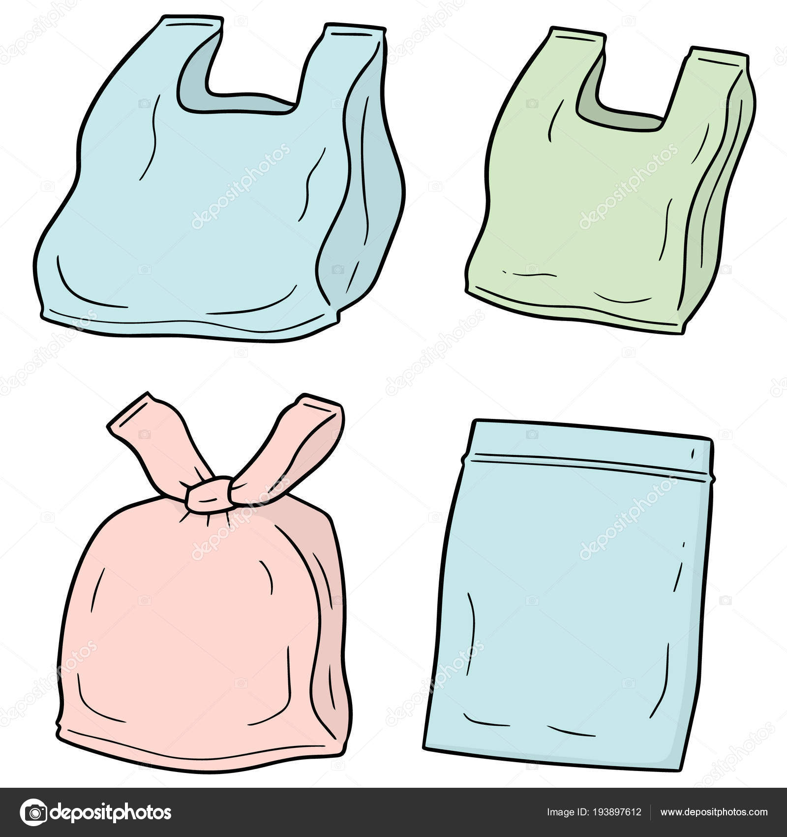 Bag Cartoon Ziplock Bag Vector Vector Set Plastic Bag Stock Vector