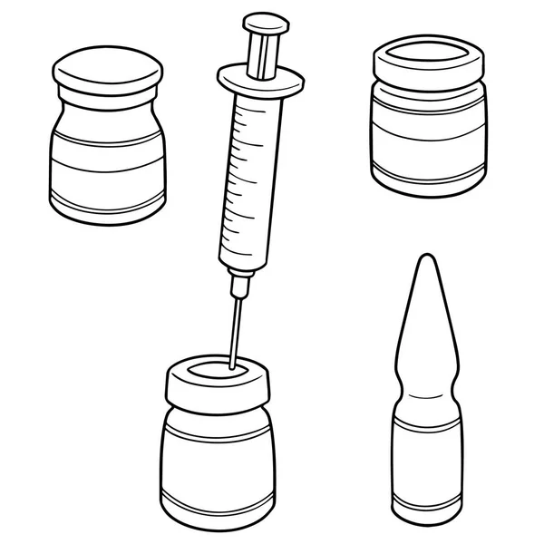 Vector Set Injectie Geneeskunde — Stockvector