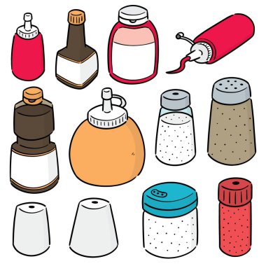 vektör set çeşni şişe