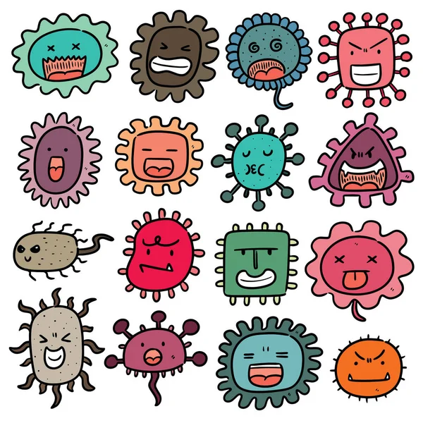 Conjunto Vetorial Bactérias Vírus —  Vetores de Stock
