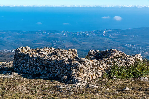 Stone structure on top of the Chater-Dag mountain