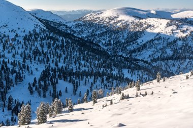 Şeytanın kapısı Pass Khamar-Daban dağlarda görünümünü Sibirya kış