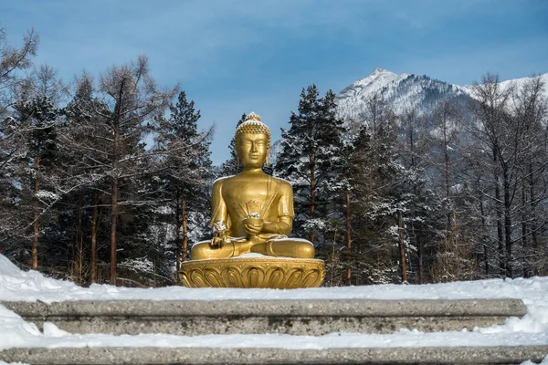 Golden Buddha statue in the Arshan village — Stock Photo, Image