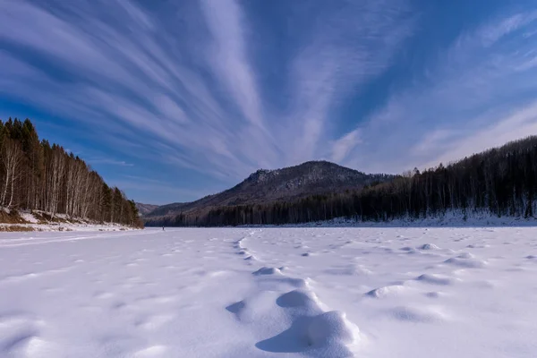 Sunny Winter Day Irkut River — Stock Photo, Image