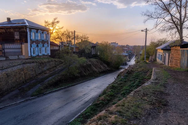 Ένας Από Τους Δρόμους Στο Κέντρο Του Ιρκούτσκ — Φωτογραφία Αρχείου