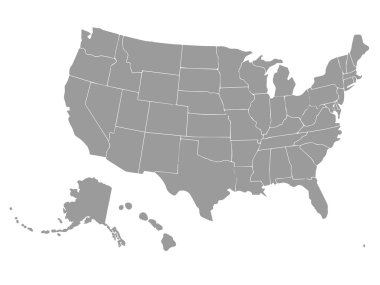 Abd'nin boş anahat haritası. Vektör. benzer beyaz arka plan üzerinde izole. Amerika Birleşik Devletleri Amerika ülkesi. web sitesi, tasarım, kapak, infographics için şablon. Grafik çizimi.