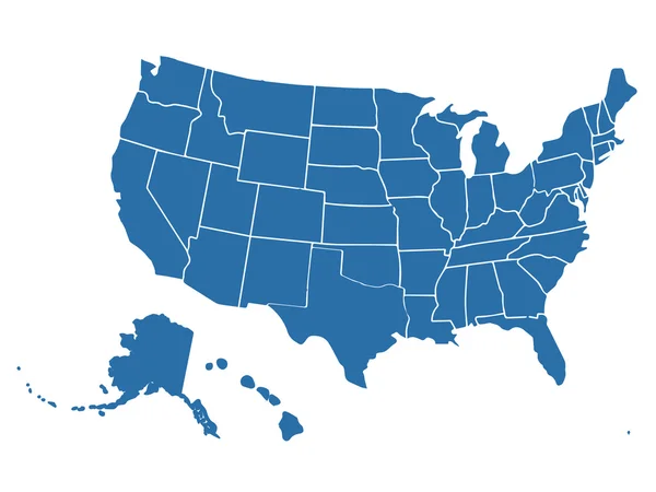 Üres hasonló amerikai térkép elszigetelt fehér háttér. Amerikai Egyesült Államok. Vektorsablon honlap, design, borító, infografika. Grafikon illusztráció. — Stock Vector