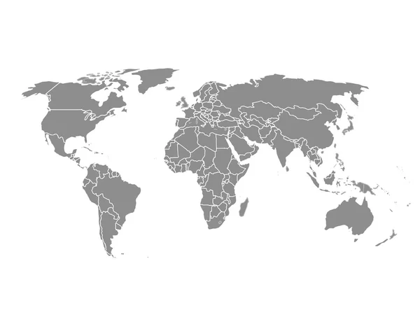 Mapa vetorial do mundo. Ilustração cinzenta sobre fundo branco . —  Vetores de Stock