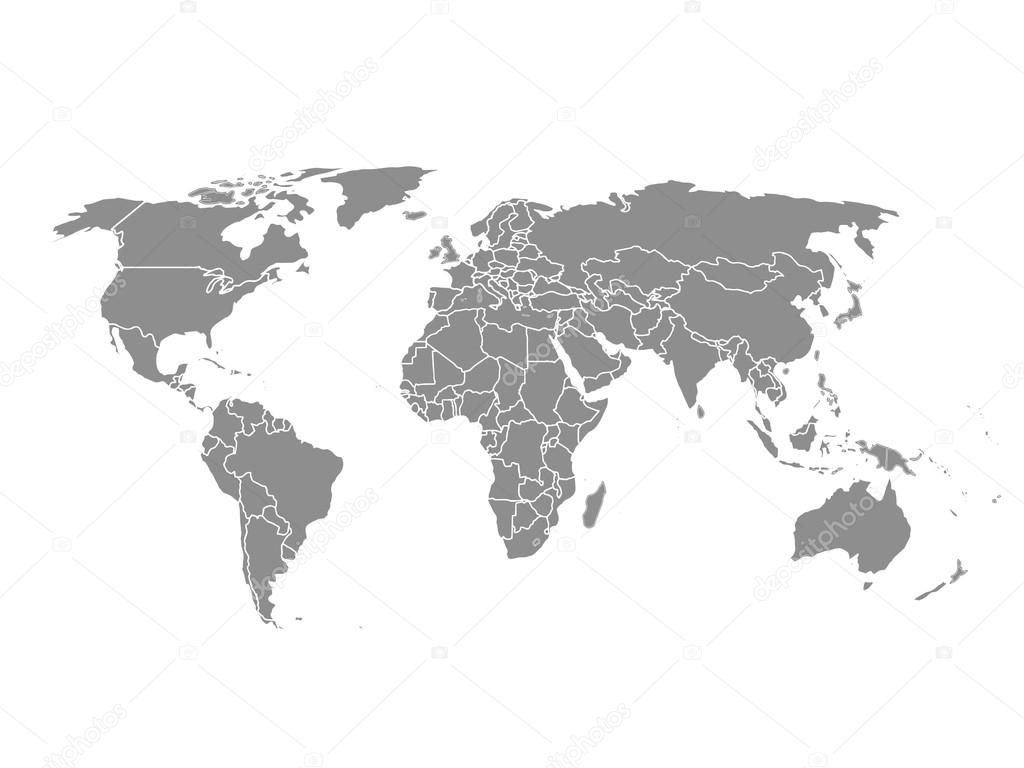 Vector map of the world. Grey illustration on white background.