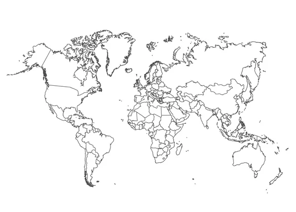 Mappa politica del mondo. Paesi grigi. Illustrazione vettoriale . — Vettoriale Stock