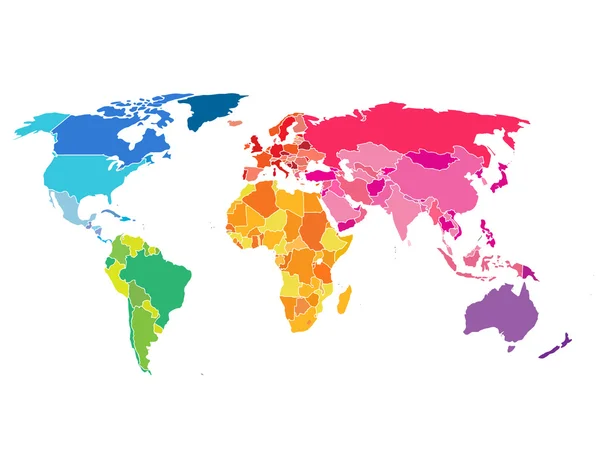 Wereldkaart met kleurrijke landen Atlas. EPS10 vector bestand georganiseerd in lagen voor eenvoudige bewerking. — Stockvector