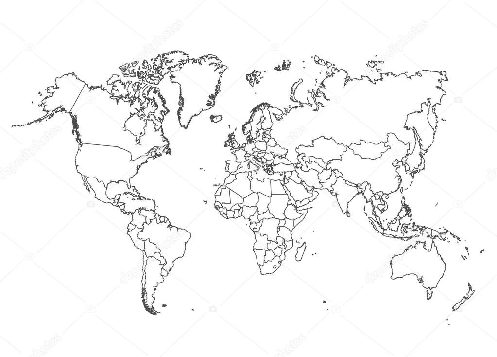 Political map of the world. Gray -countries. Vector illustration ...
