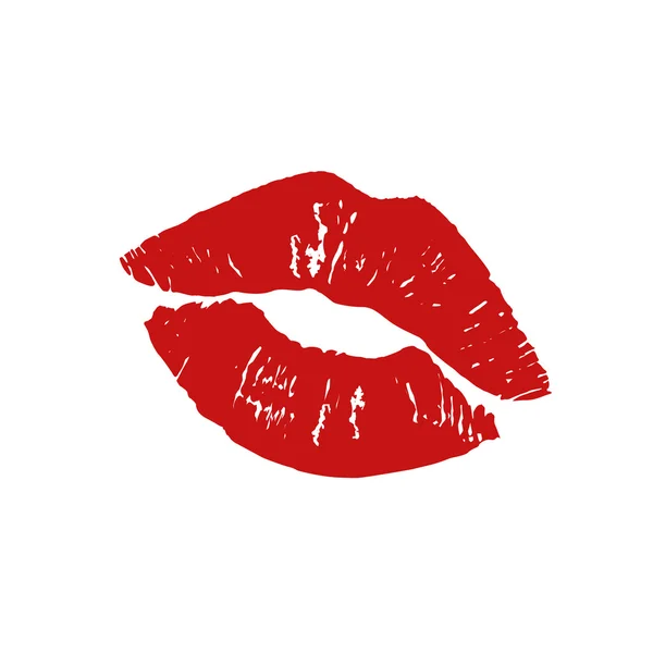 Große rote Lippen Spur auf weißem Hintergrund. — Stockvektor