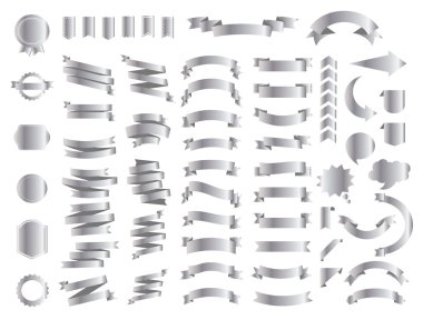 Afiş vektör simgesi beyaz zemin üzerine altın rengini ayarlayın. Şerit hediye ve Aksesuar şekiller illüstrasyon izole. Noel etiket dekorasyon app web için. Etiket, rozet sınırları koleksiyonu.