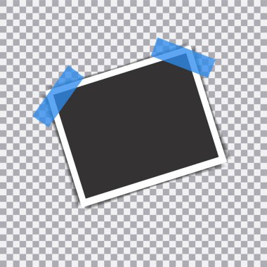 Retro fotoğraf çerçevelemek gölge üzerinde yapışkan bant ile şeffaf bir arka plan üzerinde pin.