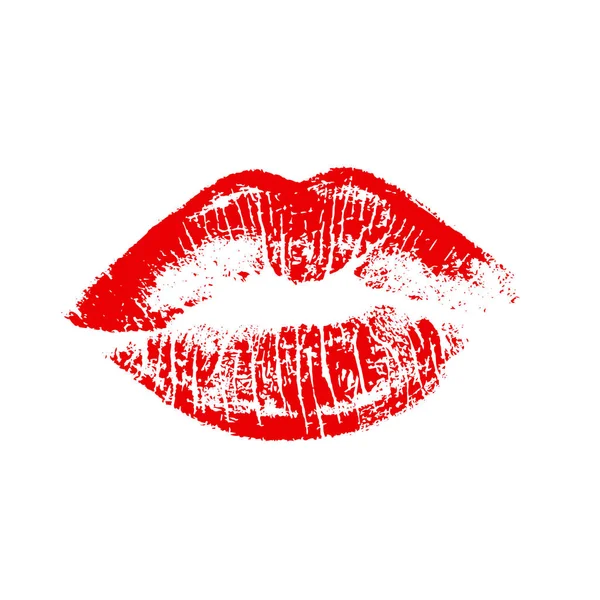Red lipstick kiss on white background. Realistic vector illustration. Image trace. — Stock Vector