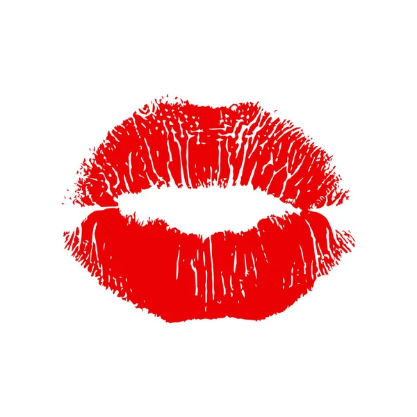Red lipstick kiss on white background. Realistic vector illustration. Image trace. — Stock Vector