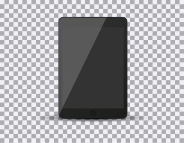 Şeffaf arkaplanda boş ekranı olan gerçekçi bir tablet bilgisayar. Vektör eps10 illüstrasyonu.